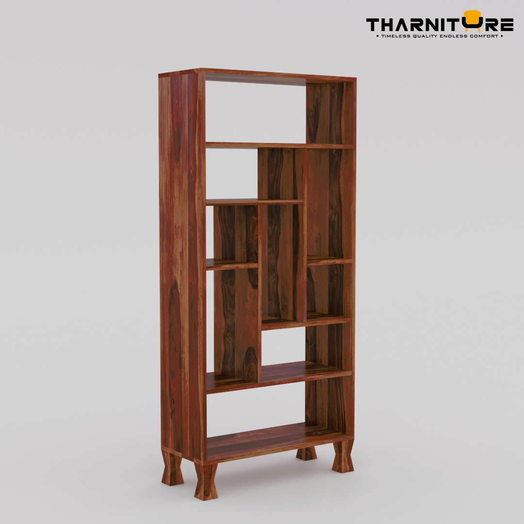 Contemporary Open Shelf Solid Wood Geometric Bookshelves