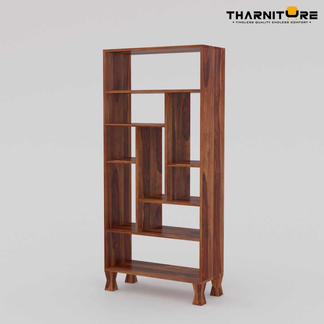 Contemporary Open Shelf Solid Wood Geometric Bookshelves