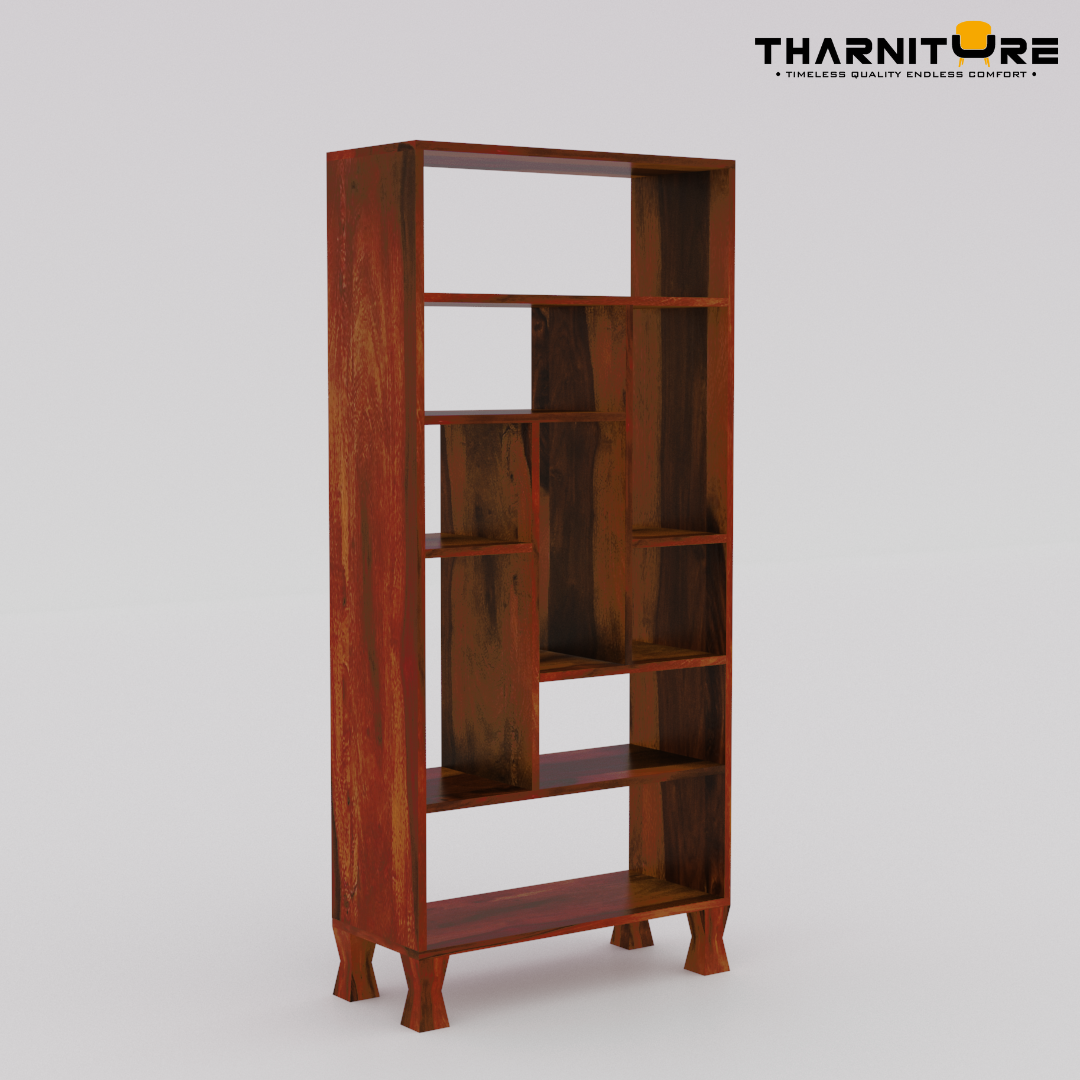 Contemporary Open Shelf Solid Wood Geometric Bookshelves