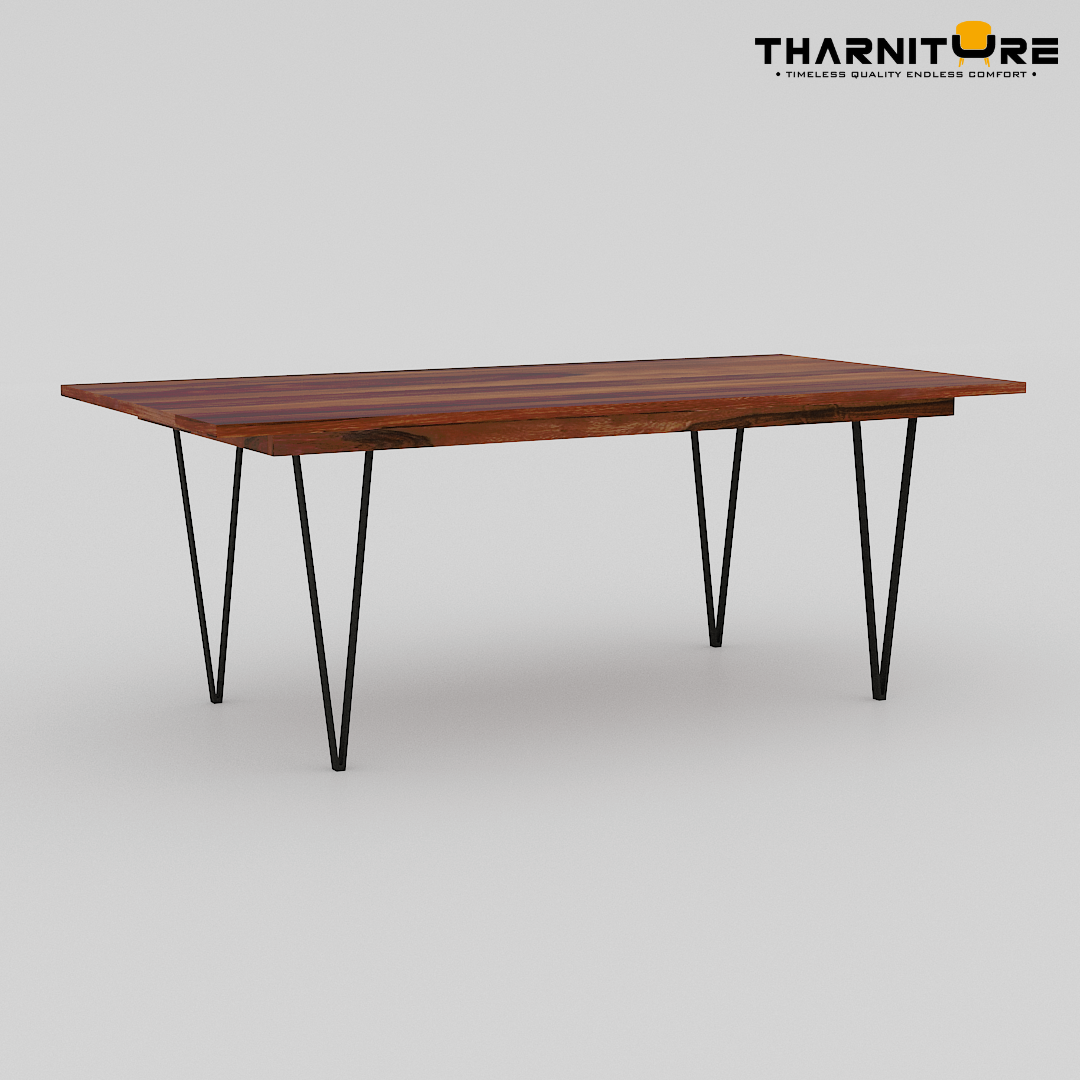 Metric Solid Wood 6 Seater Dining Table in Natural Finish