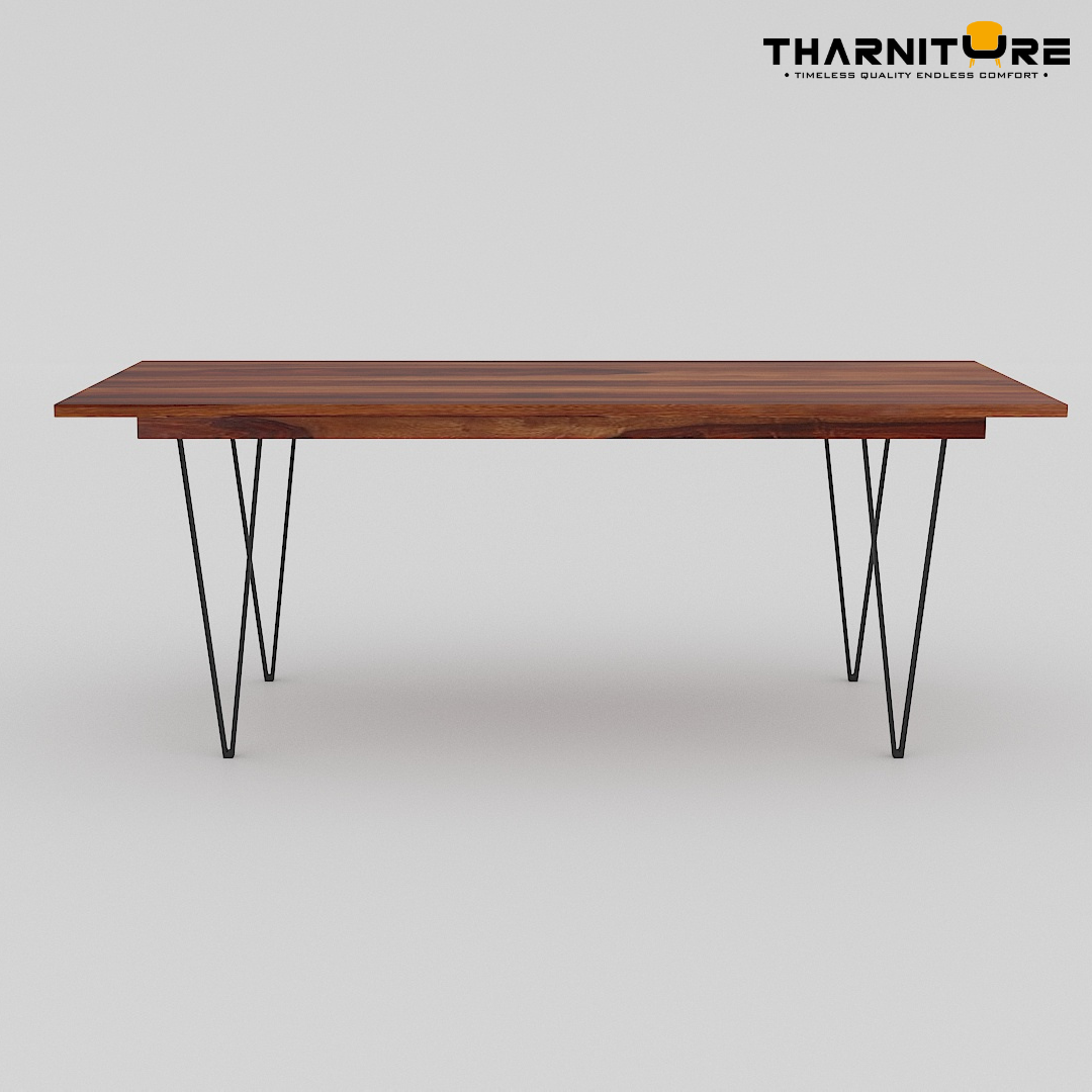 Metric Solid Wood 6 Seater Dining Table in Natural Finish