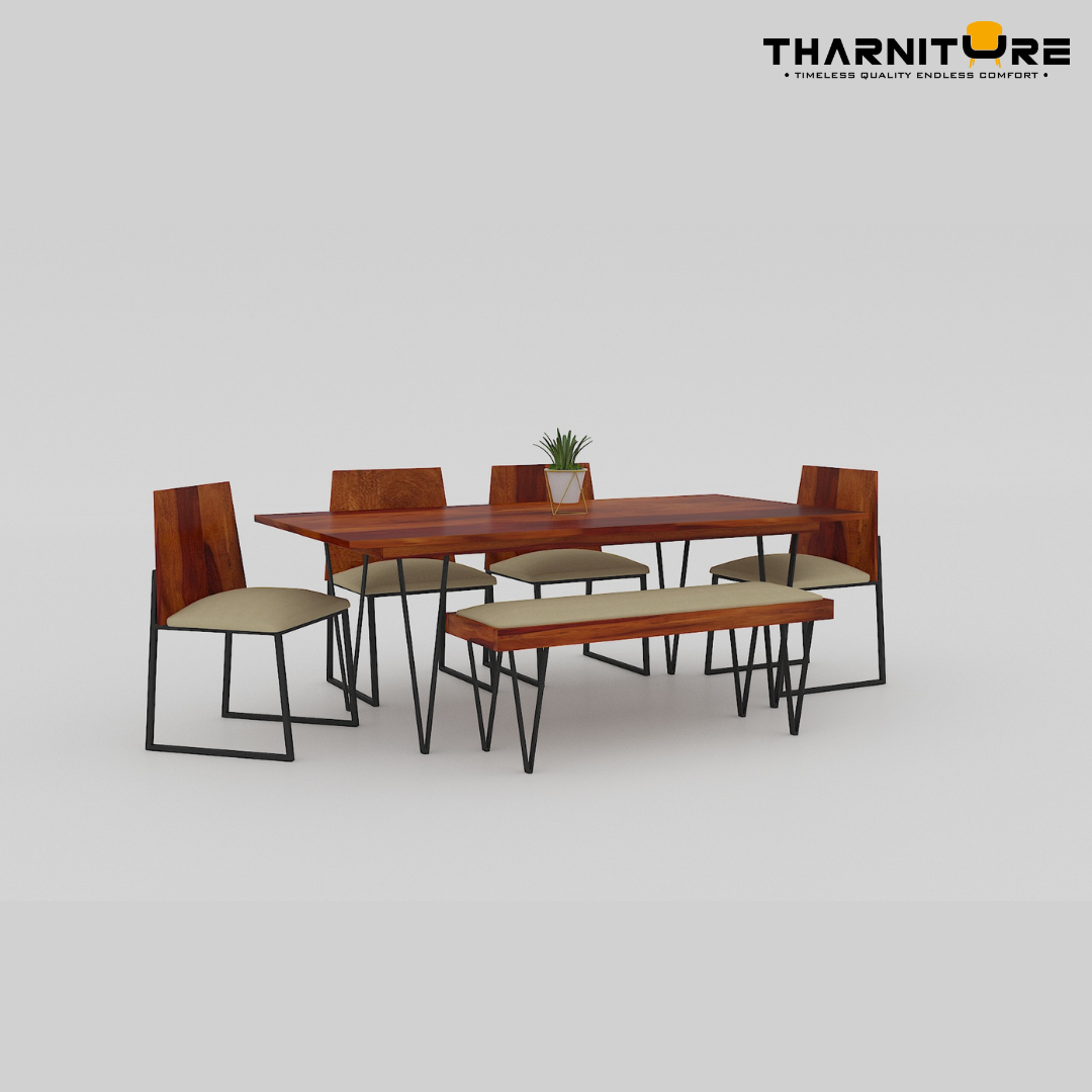 Live Edge 6 Seater Dining Set with Bench