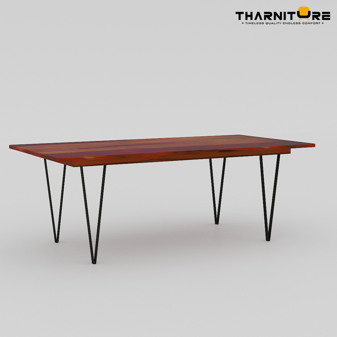 Metric Solid Wood 6 Seater Dining Table in Natural Finish