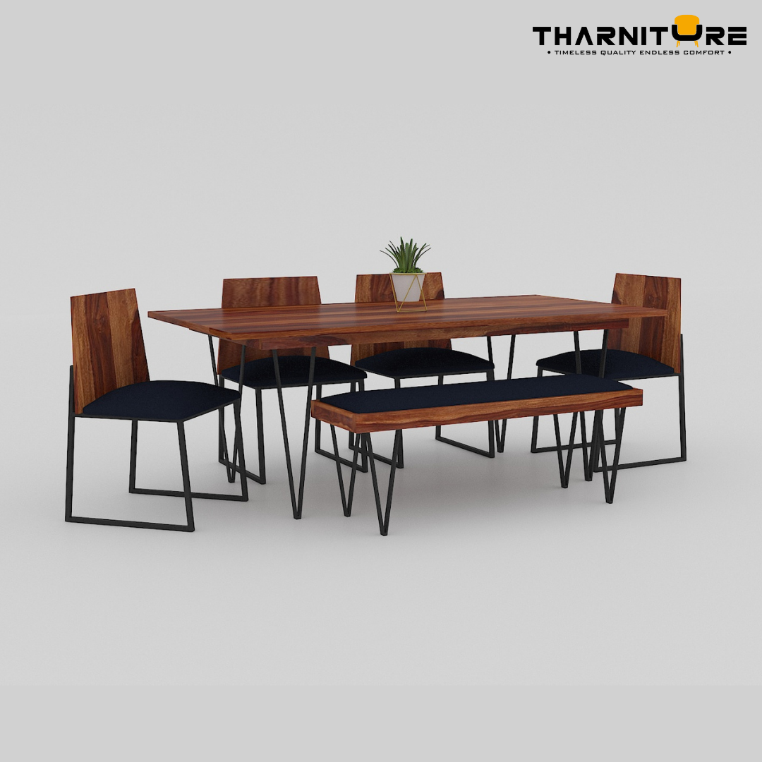 Live Edge 6 Seater Dining Set with Bench