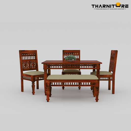 Compact 4 Seater Dining Set with Bench