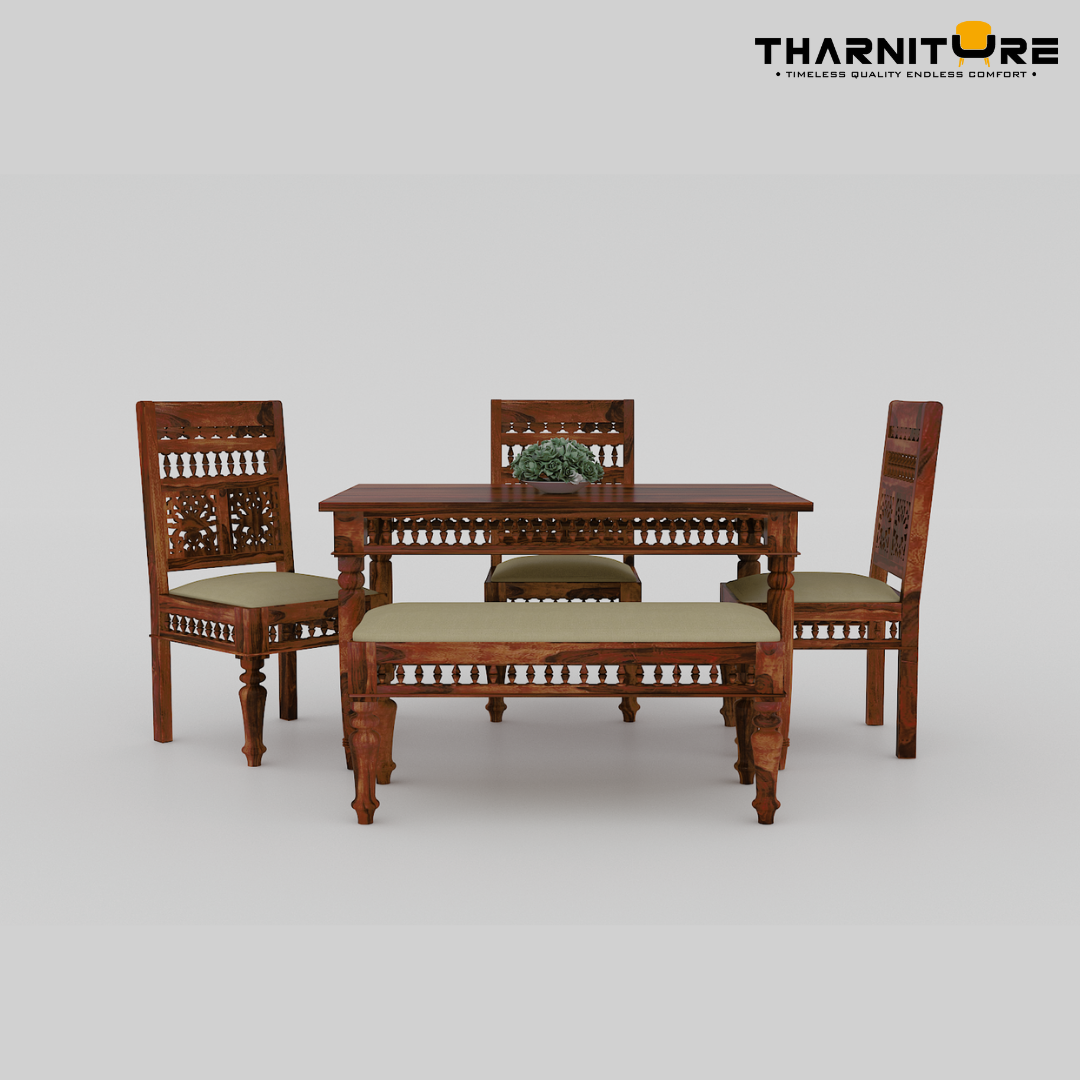 Compact 4 Seater Dining Set with Bench