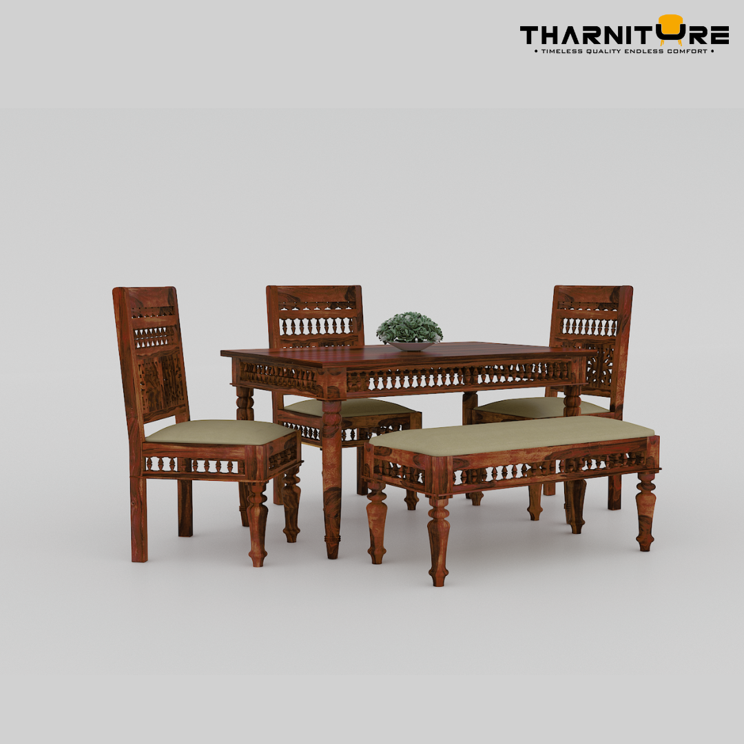 Compact 4 Seater Dining Set with Bench