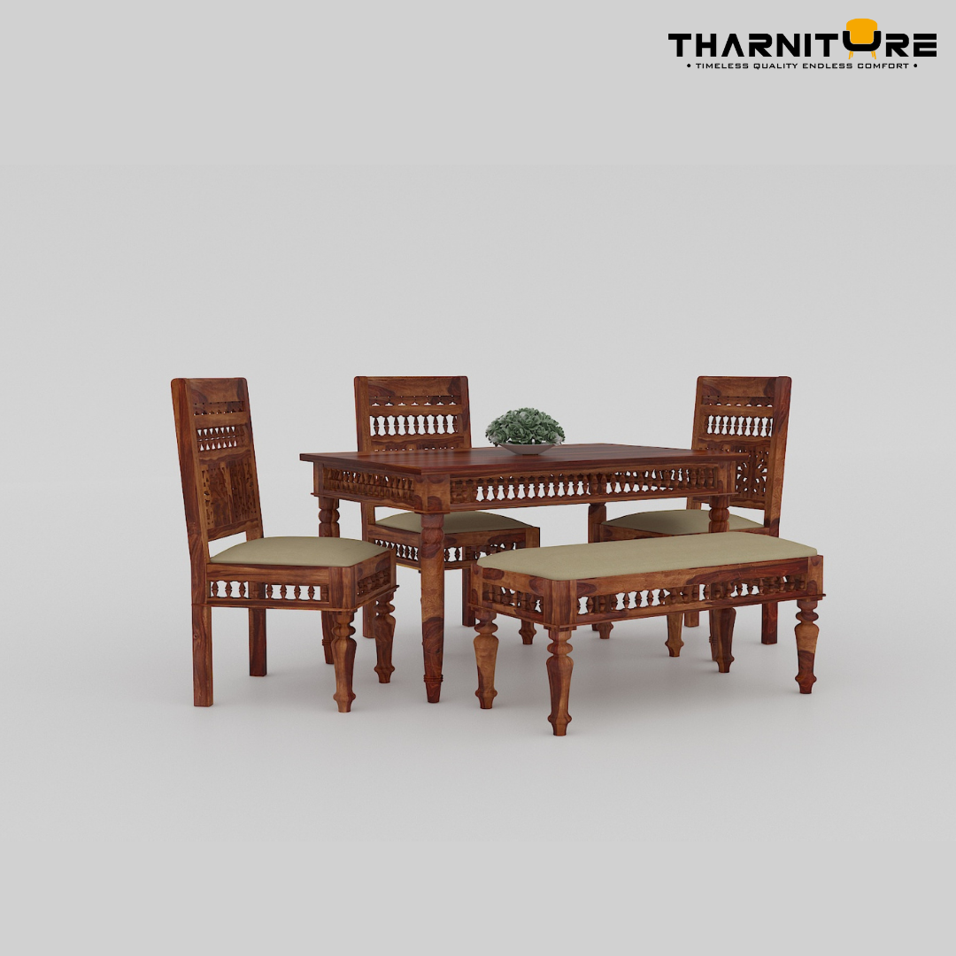 Compact 4 Seater Dining Set with Bench