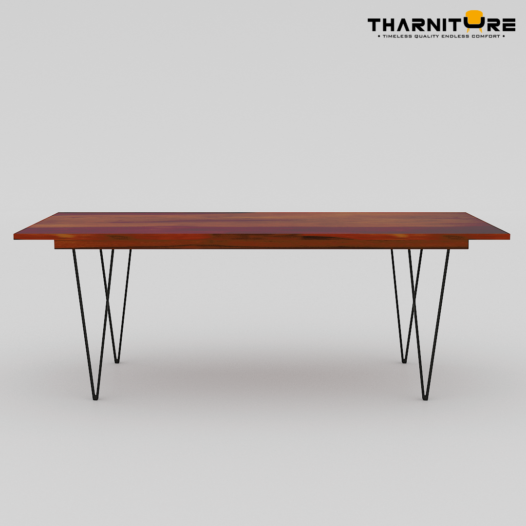 Metric Solid Wood 6 Seater Dining Table in Natural Finish